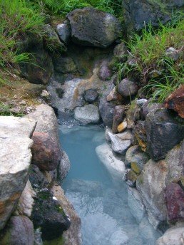 This water had much minerals in it, hence its color. Beppu, Japan.