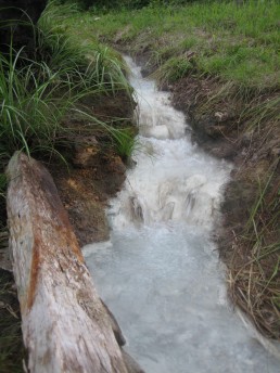Natural onsen has a running water from nature. Beppu, Japan.