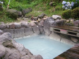 The water in the onsen is rich with minerals.