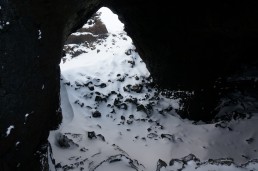 Inside a church cave in Dimmuborgir, Iceland