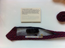 A tie including spying equipment, Stasi museum, Berlin