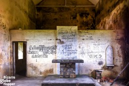 Altar inside the old church in Bokor Hill Station, Cambodia