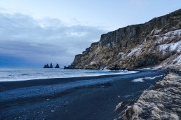 Black sand beach and Raynarsdjangar (troll fingers) in Vik, Iceland