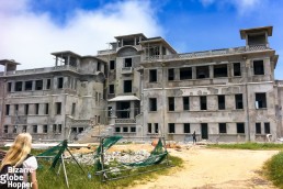 The old Bokor Palace and Casino under renovation in Bokor Hill Station, Cambodia