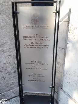 Entrance of the Capuchin Crypt in Rome, Italy.