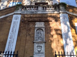 The entrance of the Capuchin Crypt in Rome, Italy.