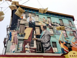 Famous “Jazz mural” by Bill Weber in North Beach, San Francisco