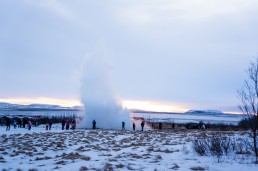 Geysir erupting in the Golden Circle in Iceland