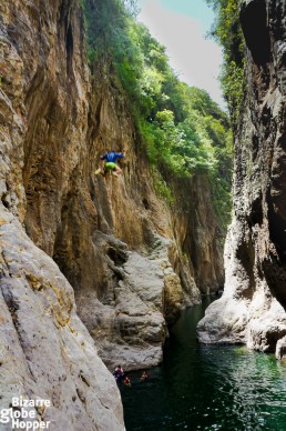 Hervin jumps to the Somoto Canyon in Nicaragua from 21 metres.