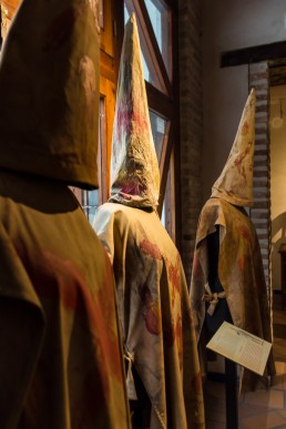 Hooded Inquisition in the torture equipment exhibition in Toledo, Spain