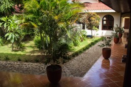 inner yard garden of Hotel Flor de Sarta in León, Nicaragua