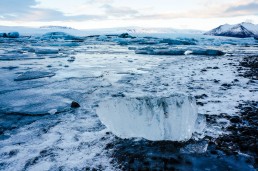 Lumps of ice in Jökulsárlón glacier lagoon, Iceland