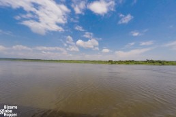 Boat cruising on the Nile river in Murchison Falls National Park, Uganda