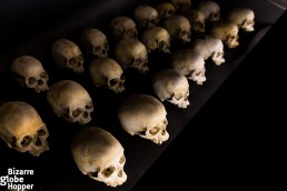 Skulls of victims at Genocide Memorial Center in Kigali, Rwanda