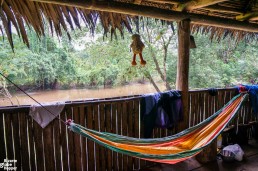 Sleeping hammock in a Rama house, Reserva Biológica Indio Maíz, Nicaragua