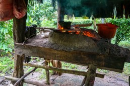 A traditional kitchen and a stove in a Rama house, Reserva Biológica Indio Maíz, Nicaragua