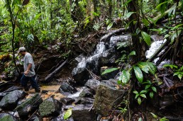 Waterfall at ancient Rama pyramids, Indio Maiz