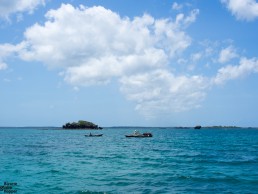 Sailing towards Kinasi Pass Coral Gardens in Chole Bay, Mafia Island Marine Park