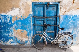 Blue Swahili door in Stone Town, Zanzibar