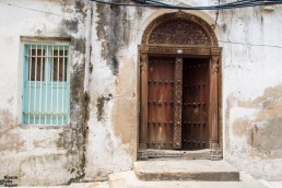 Carved Indian Door with brass studs, Stone Town, Zanzibar