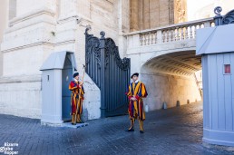 The funny uniforms of the Swiss guards of Vatican