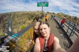 Piritta and Niina at Victoria Falls Bridge, Zambia