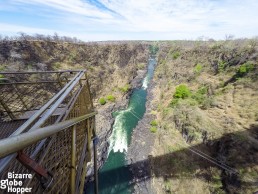 A view from the bungee platform of the Victoria Falls Bridge, Zambia