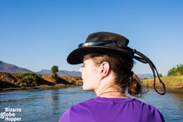 Piritta enjoying our canoe safari in Lower Zambezi National Park