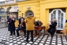 Band playing by the outdoor pools of Szechenyi Baths, Budapest