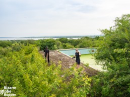 Piritta exploring the ruins of Idi Amin's swimming pool