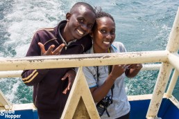 Our guide and travel companion Vivine on Lake Kivu