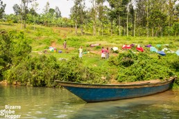 Watching rural life from the public boat on Lake Kivu