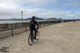 Biking through Marina, Alcatraz on the horizon