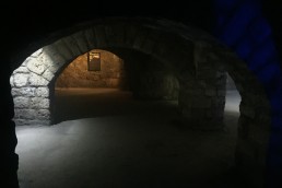 An arched hall in Buda Labyrinth, Castle Hill, Budapest.