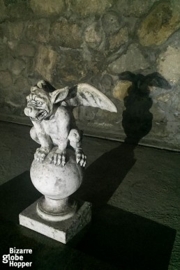 Spooky installations in the depths of the labyrinth of Dracula, Buda labyrinth,Budapest.