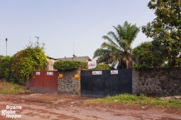 The office of the Doctors Without Borders organization behind the barbed-wire fence in Goma, Democratic Republic of the Congo.