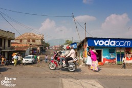 A moto-taxi is a popular way to get around in Goma, DRC.