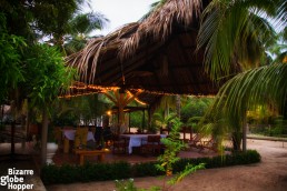 The charming restaurant of La Mar de Bien in its evening gown