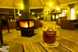 Enjoying the warm winter terrace of T-Anker, Prague