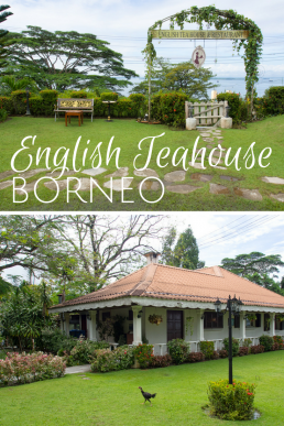English Tea House is a surprising find in Borneo. Authentic tea sets, fish'n'chips, and a croquet lawn are crowned with an incredible view towards the Sulu Sea and the coastal town of Sandakan.