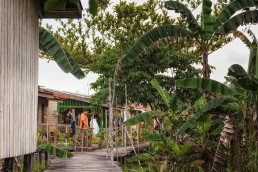 A local village at the Kinabatangan River in Malaysian Borneo.