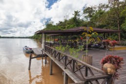 A beautiful view from the Abai Lodge's deck to the Kinabatangan River in Sabah, Borneo