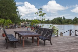 A view from the Kinabatangan Riverside Lodge's deck in Borneo