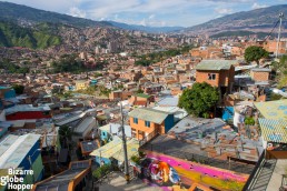 City views from the top of outdoor escalators of Comuna 13, Medellin