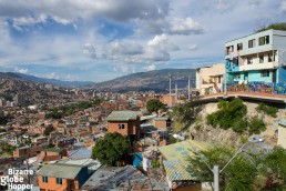 The red-bricked and cement houses of Comuna 13, Medellin
