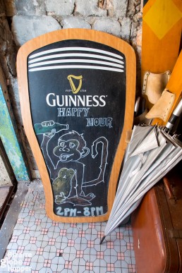 Spend the happy hour sipping Guinness iunder the red lanterns in Kuching's Drunk Monkey, Malaysia