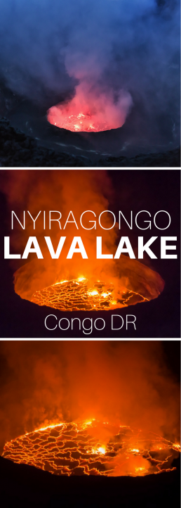 Fiery Nyiragongo Lava Lake astonishes the rare visitors, who dare climb on top of the active Nyiragongo volcano in the Democratic Republic of the Congo.