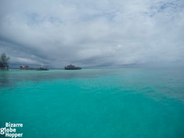 Lankayan Island Dive Resort, seen from the Sulu Sea, Malaysian Borneo