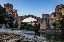 Mostar's Old Bridge in Bosnia and Hertzegovina seen from below