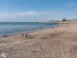 Swakopmund's Palm Beach is sheltered by Swakopmund Mole